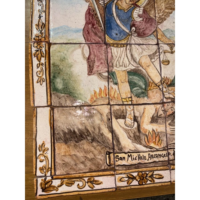 Hand-Painted Mosaic of St. Michael the Archangel, 1950s For Sale - Image 11 of 14