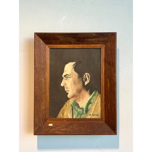 Mid 20th Century Vintage Boho Original Oil Portrait on Canvas For Sale - Image 5 of 8