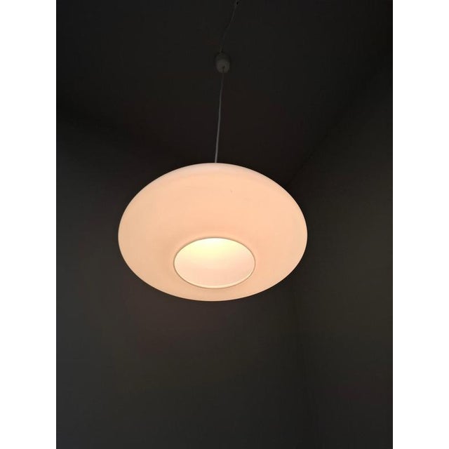 Mid-Century Modern Mid-Century Modern Pendant Light in Opaline Glass and Plastic, Czechoslovakia, 1970s For Sale - Image 3 of 14