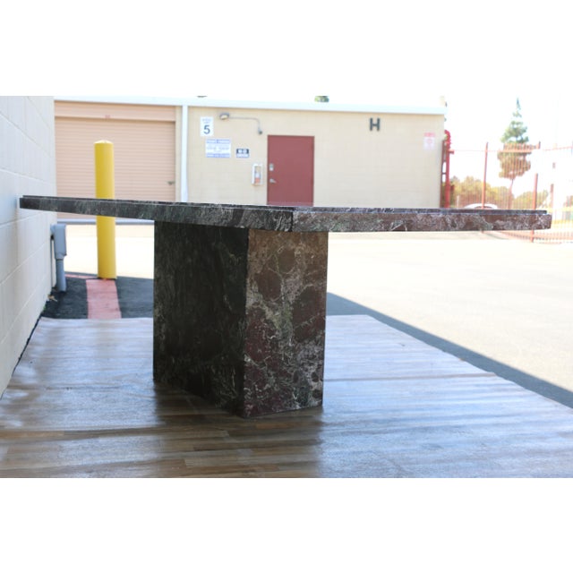 1970s Italian Postmodern Rosso Levanto Marble Dining Table | Monumental Modern Pedestal Table For Sale - Image 17 of 18