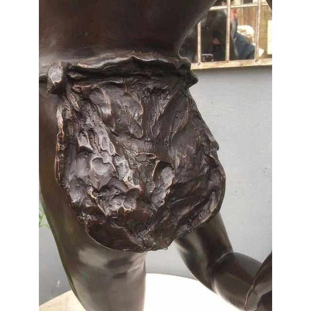 Brown Italian Bronze Boy with Crab Figural Garden Sculpture For Sale - Image 8 of 12