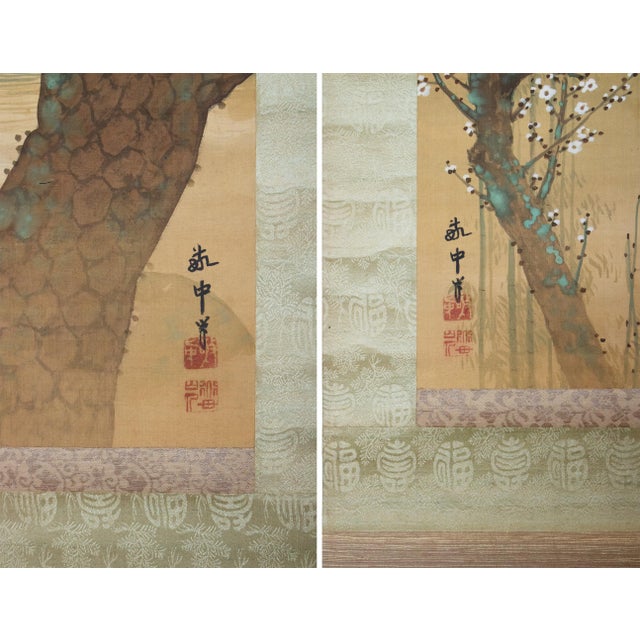 "Sunrise and Moonrise" by Yamada Keichu, Meiji Japanese Paintings in Original Case, Set/2 For Sale - Image 13 of 18