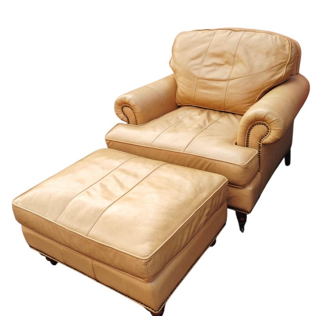 Liz Claiborne Bring Sophisticated Luxury Into Your Home With the Liz Claiborne Home Leather Chair and Ottoman Set. For Sale - Image 4 of 12