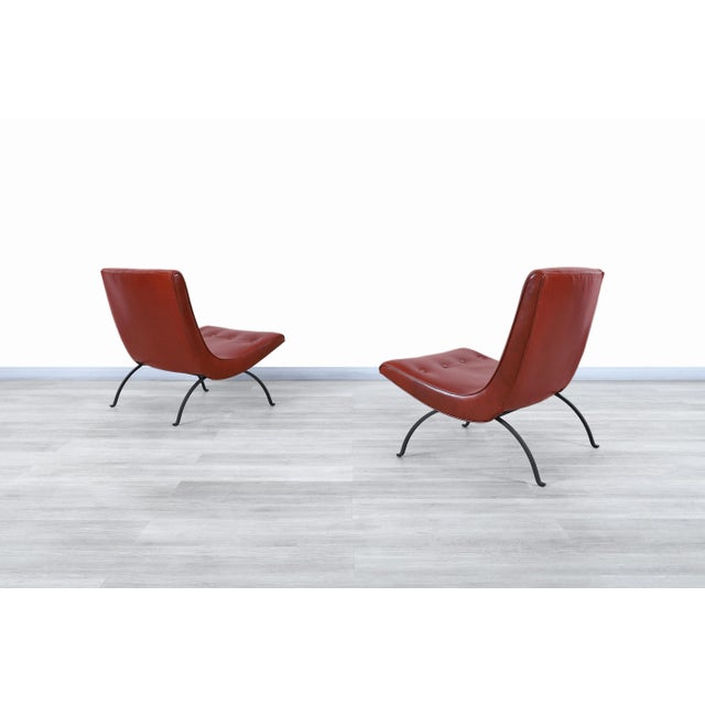 Mid-Century Leather and Iron "Scoop" Lounge Chairs by Milo Baughman, 1950s For Sale In Los Angeles - Image 6 of 13