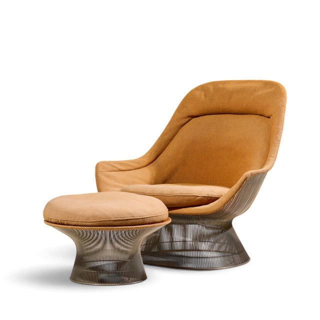 Mid-Century Modern Warren Platner for Knoll Mid Century Easy Lounge Chair and Ottoman For Sale - Image 3 of 10