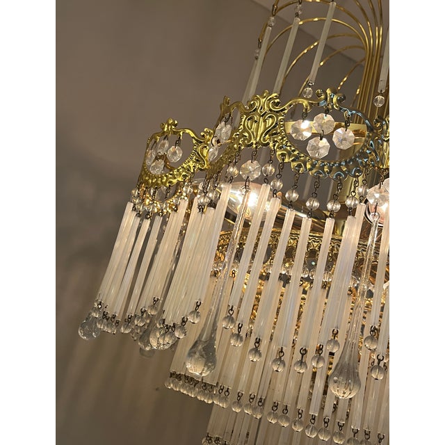 Italian Opaline Rod Chandelier, 1980s For Sale - Image 13 of 15