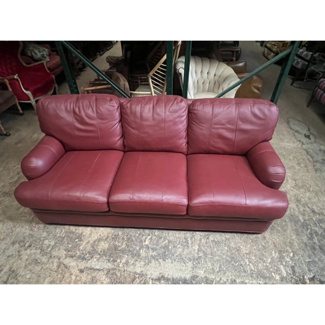Hancock & Moore Burgundy Leather Sofa For Sale - Image 12 of 12