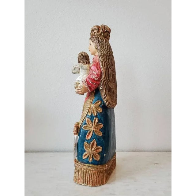 19th Century Antique Spanish Colonial Carved Santo Altar Figure For Sale - Image 5 of 11