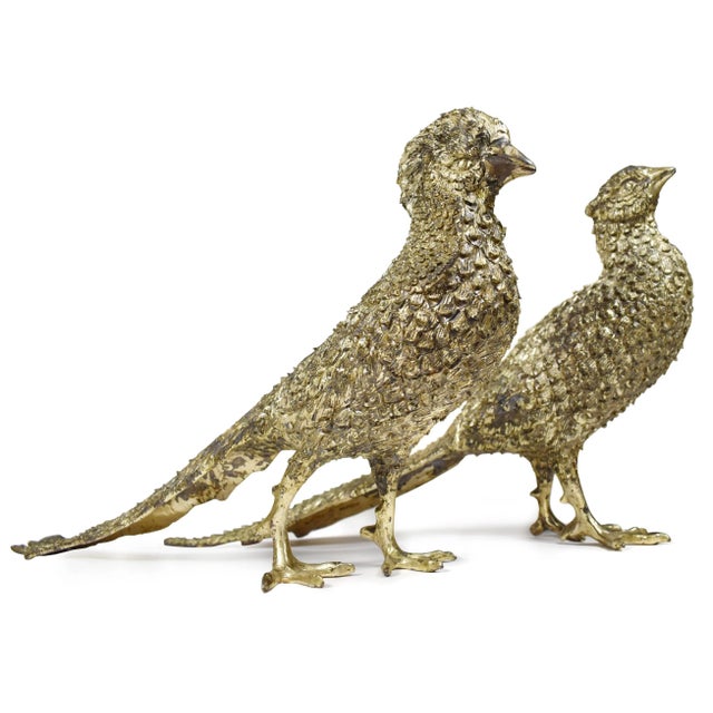 Vintage Silver Plated Male and Female Pheasant Long Tail Hunting Birds - a Pair For Sale - Image 13 of 13