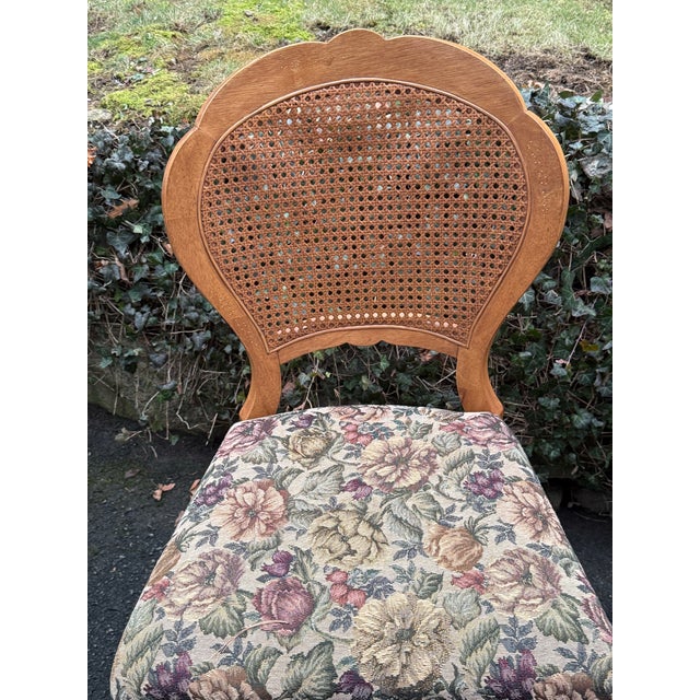 1990s White Wood Furniture Cane Back Farmhouse Chairs - Set of 4 For Sale - Image 5 of 12