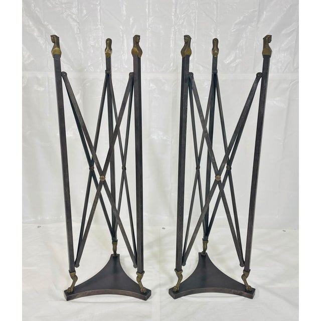 1970s Pair of Sculptural Bronze & Steel Stands by Marcello Mioni, Italy, 1970s For Sale - Image 5 of 18