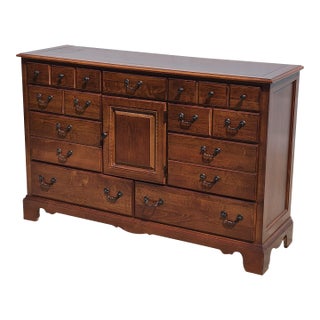 1990s Vaughan Early American Colonial Revival Cherry Chest of Drawers Dresser Bureau W/ Door & 11-Drawers For Sale