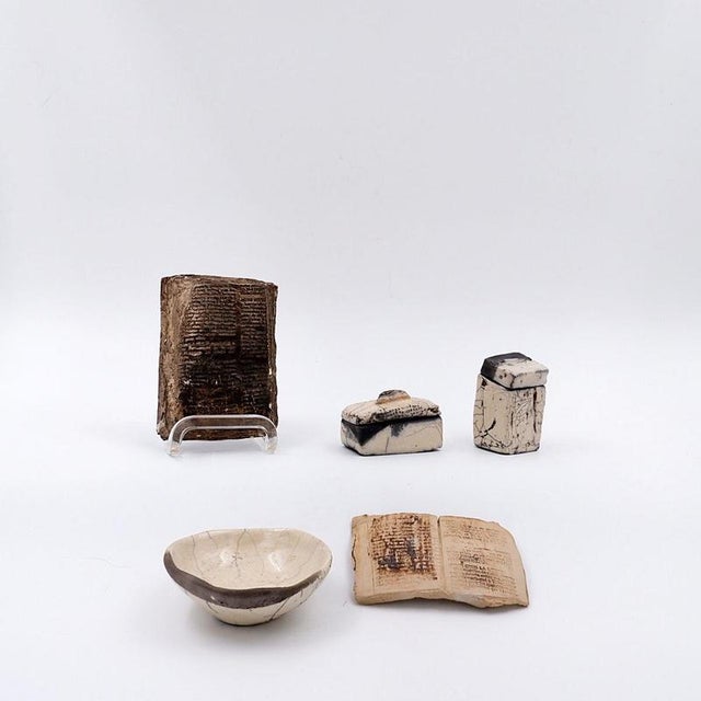 White Fond Datelier Ceramics from N.Lebrun, Belgium, 1970s, Set of 5 For Sale - Image 5 of 12