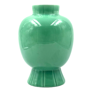Paul Millet, Art Deco Green Ceramic Vase, Sevres France 1930s
