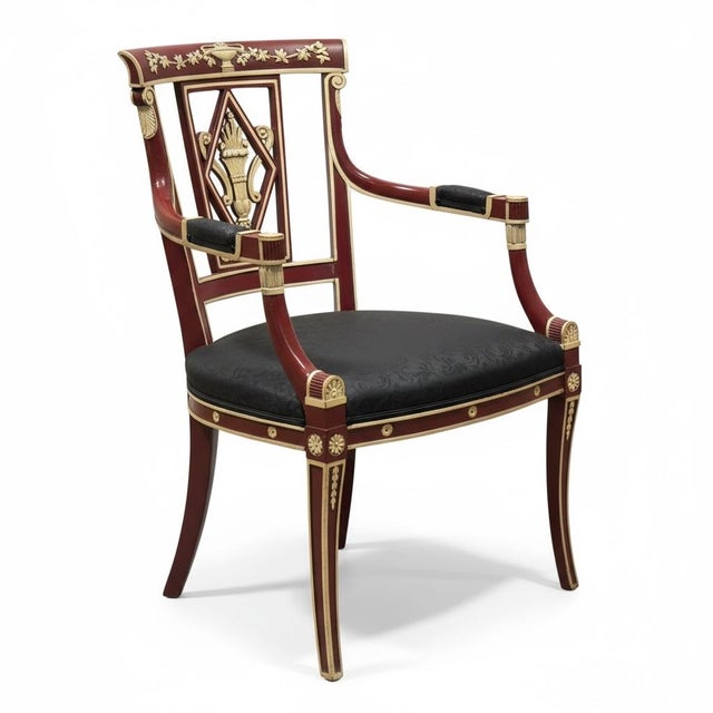 Neo-Classical Carved and Painted Arm Chairs Att. To David Michel - Pair For Sale In Atlanta - Image 6 of 6