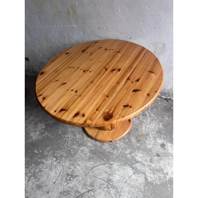 Round Pine Dining Table, 1970s For Sale - Image 6 of 9