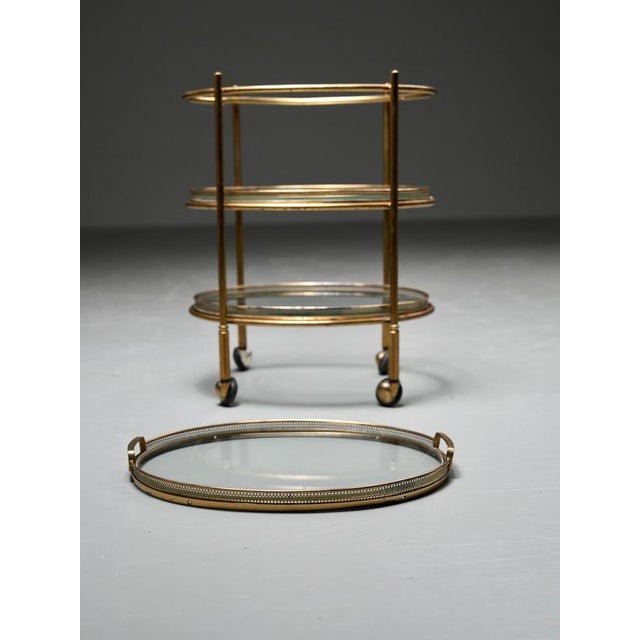 Gold Bar Cart in Brass and Glass from Maison Jansen, France, 1960s For Sale - Image 8 of 11