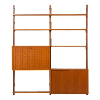 Teak Two Bay Wall Unit with Hidden Desk by Poul Cadovius for Cado, 1960s For Sale