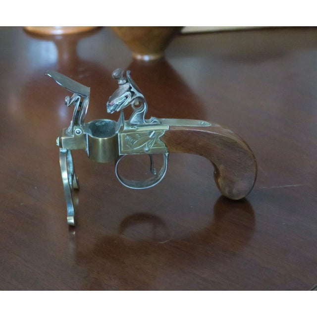 Antique George III Brass, Iron and Mahogany Flintlock Tinder Pistol For Sale - Image 15 of 18