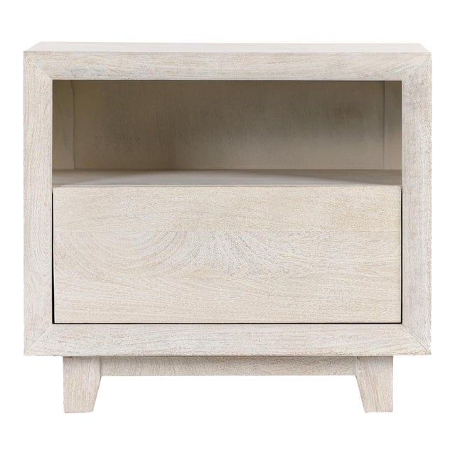 White Bevel Wood Nightstand For Sale