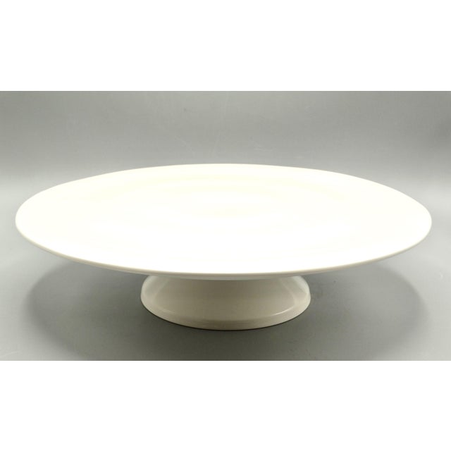 Antique French White Ironstone Cake Stand on Pedestal For Sale - Image 6 of 8