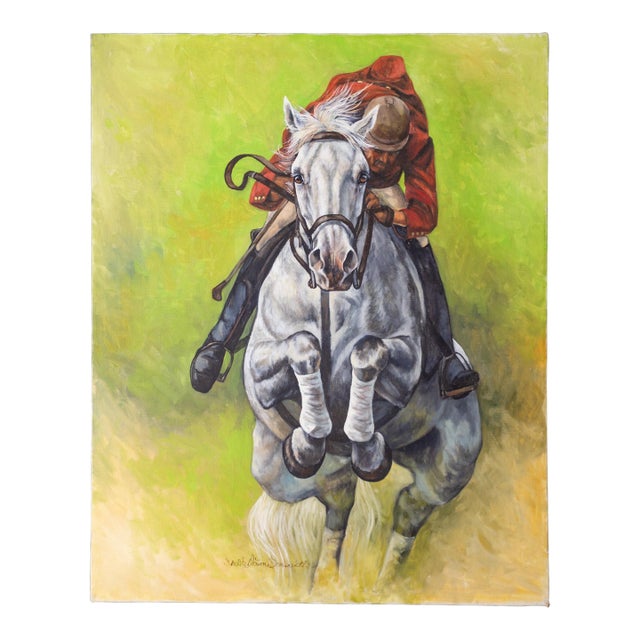 British Equestrian Horse Race or Fox Hunt Painting by Sheila Somersville For Sale