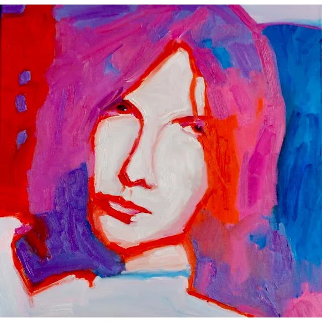 Modern Figurative Portrait in Pop Art Style – Original Oil Painting For Sale