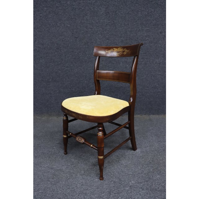 L. Hitchcock Cherry Desk Chair With Fruit Basket Stenciling For Sale - Image 9 of 12