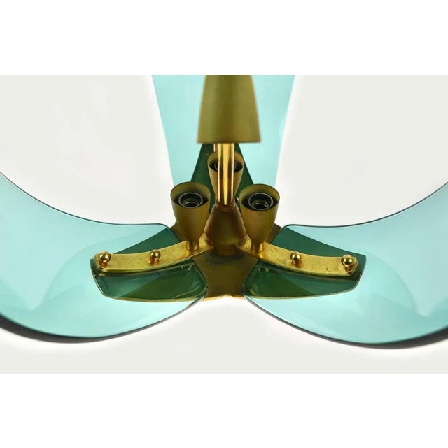 Mid-Century Italian Pendant Lamp in Brass and Glass by Fontana Arte, 1950s For Sale - Image 9 of 11