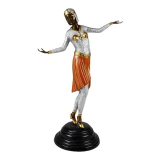 Art Deco Style Bronze Dancing Lady Sculpture For Sale