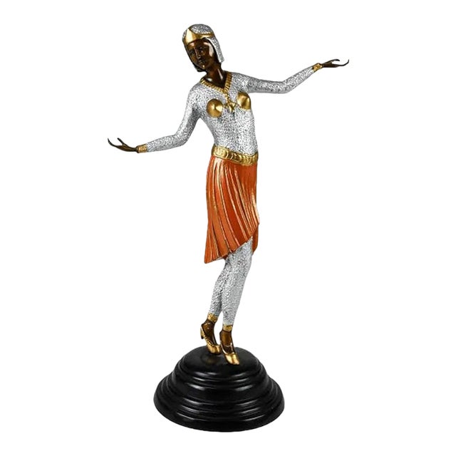 Art Deco Style Bronze Dancing Lady Sculpture For Sale