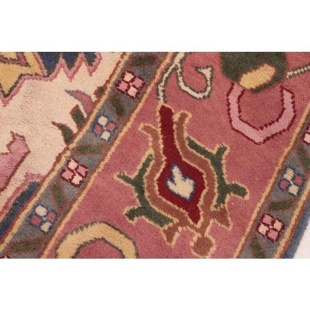 Shabby Chic Ziegler Blue/Pink Wool Rug - 8'4'' X 10'3'' For Sale In New York - Image 6 of 9