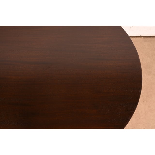 Baker Furniture Style Antique Georgian Mahogany Pedestal Breakfast Table or Game Table, Newly Refinished For Sale In South Bend - Image 6 of 10