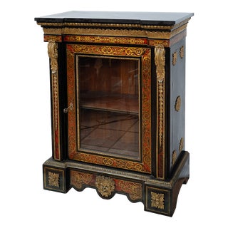 Antique 19th Century Napoleon III Boulle Display Cabinet, France For Sale