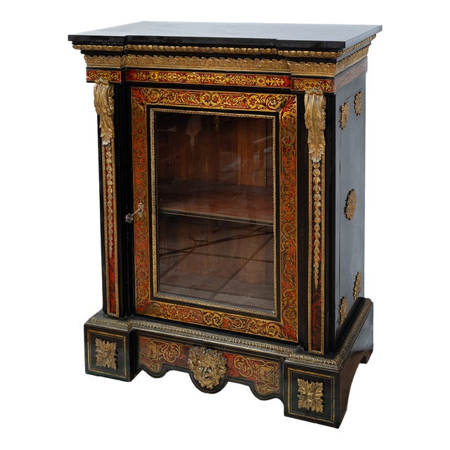 Antique 19th Century Napoleon III Boulle Display Cabinet, France For Sale