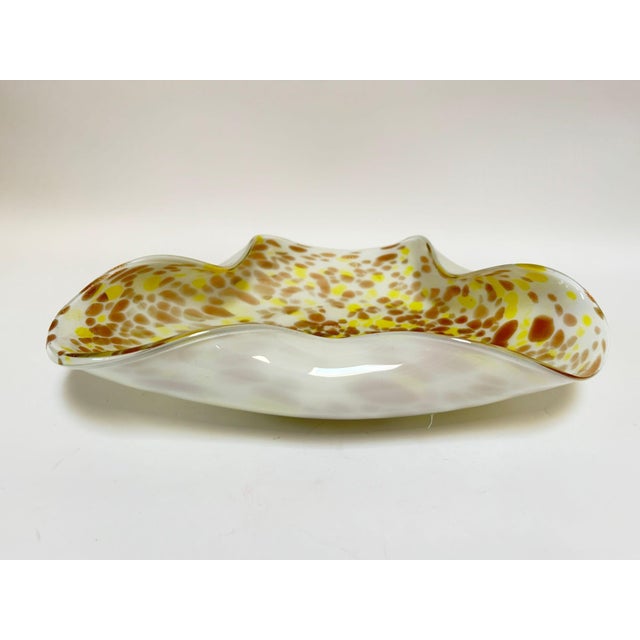 Mid 20th Century Large Murano Gold Aventurine Art Glass Bowl Flower Form Italy 1950s For Sale - Image 5 of 14
