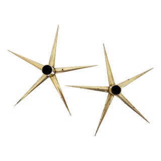1950s Vintage Ibe Konst Swedish Atomic Star Candlestick Holders, a Pair For Sale