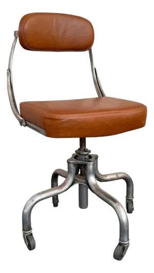 1940s Industrial Steel Leather Adjustable Swivel Task Chair by Domore Chair Company