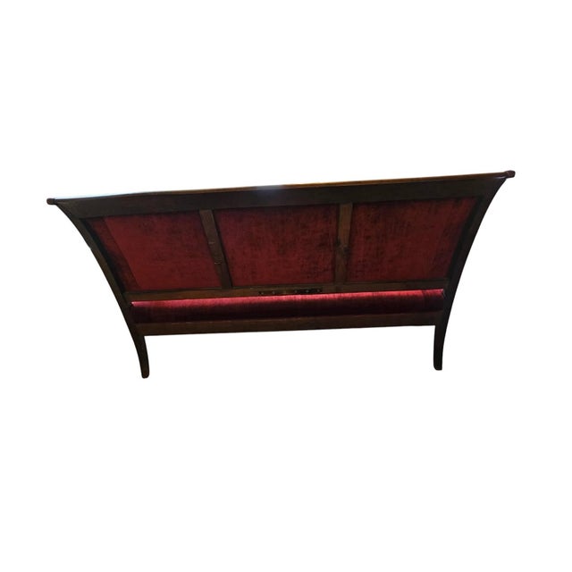 French Louis Philippe Style Walnut Settee in Burgundy Velvet, C. 1900-1930 For Sale - Image 4 of 5