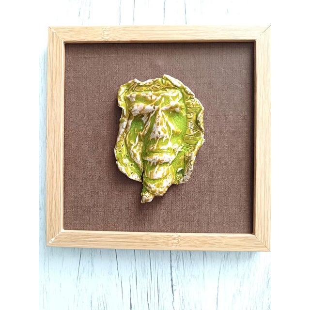 Forest Green Framed Artwork with Ceramic Mask from Proietti Daniela For Sale - Image 8 of 8
