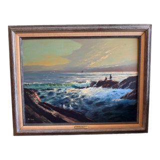 1980s Original Val McGann "Evening Tide, Maine" Oil Painting For Sale