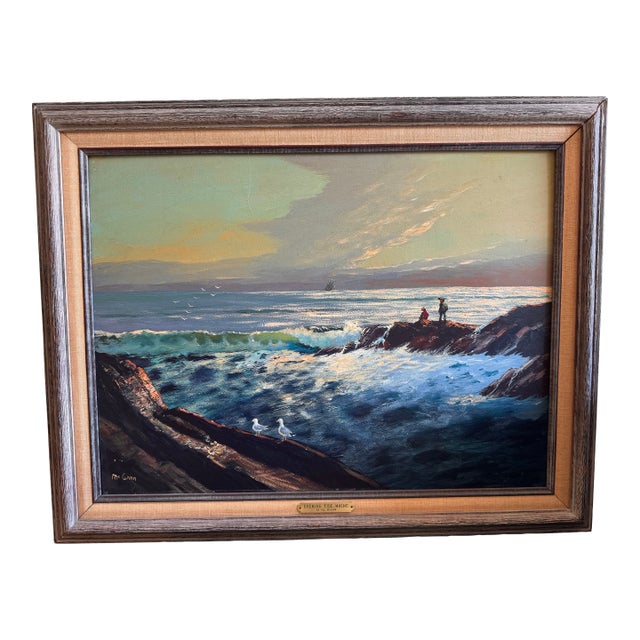 1980s Original Val McGann "Evening Tide, Maine" Oil Painting For Sale