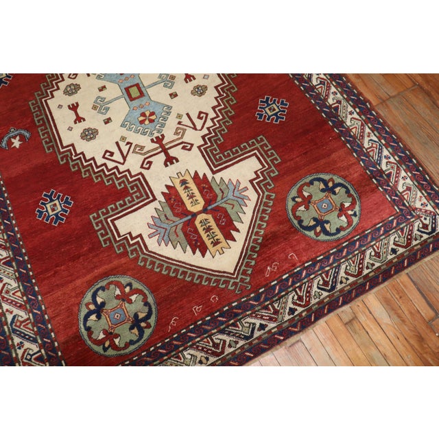 Madder Red Armenian Antique Rug, Dated 1940 - 6'5" x 9'1" For Sale - Image 10 of 18