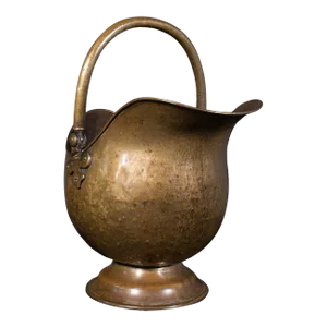 1880s Antique Victorian English Brass Helmet Scuttle