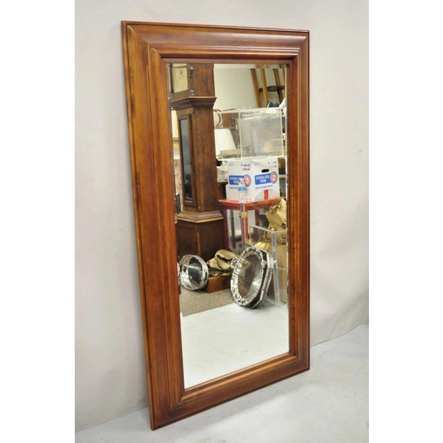 Traditional Large Cherry Wood Frame Beveled Glass 65" Tall Dressing Wall Mirror. Item features solid wood frame, beautiful...