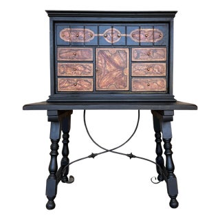 20th Century Spanish Baroque Style Cabinet on Stand, Bargueno or Varqueno For Sale