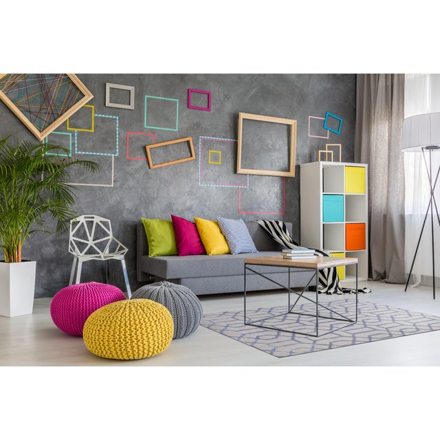 Contemporary 6x9 Classic Lush Blue Hand Knotted Wool & Viscose Interlocking Trellis Geometric Carpet Rug For Sale - Image 3 of 6