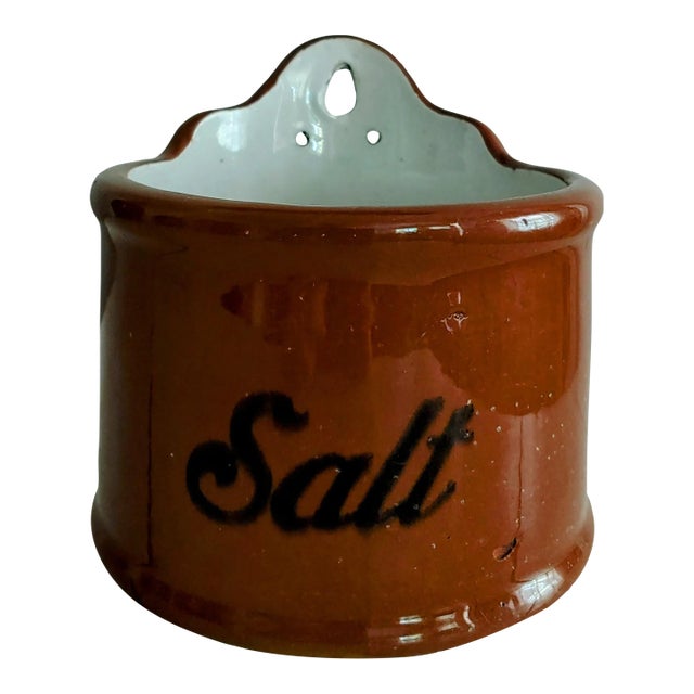 Antique Stoneware Hanging Salt Box For Sale