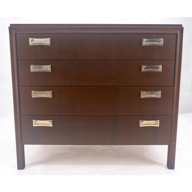 Wood 4 Drawers Mid Century Modern Walnut Dresser MINT For Sale - Image 7 of 12