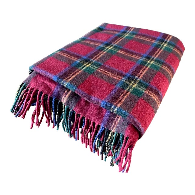 Vintage Ralph Lauren Royal Stewart Plaid Wool Throw Blanket For Sale